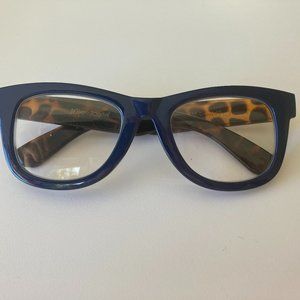 +1.50 Betsey Johnson Navy Blue + Tortoise Thick Frame Reading Glasses Readers